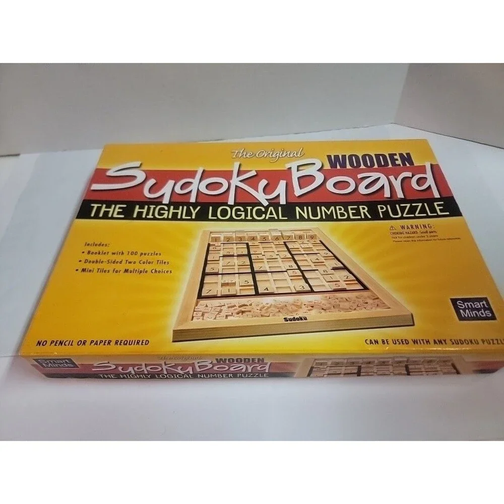 Smart Minds Original Wooden Sudoku Board Number Puzzle Game Complete w/ Box Book